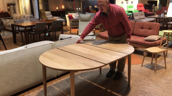 マム　伸張式ダイニングテーブル　タモ材　CONDE HOUSE（カンディハウス）　　岐阜の家具　家具のフクタケ