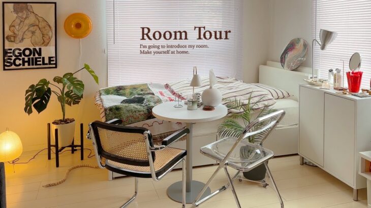 【ルームツアー】1K8畳の一人暮らし。アートをポイントにしたシンプルポップで可愛いのメゾネットのお部屋｜ホワイトインテリア・部屋紹介 Japanese  room tour