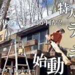 #37【ウッドデッキ作り始動】老朽化した枕木デッキをチェーンソーで解体！ 採れたて山菜に悦ぶ夜