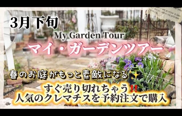 【ガーデニング】【マイガーデンツアー】3月下旬のお庭の様子／人気のオシャレなクレマチスの植え付け